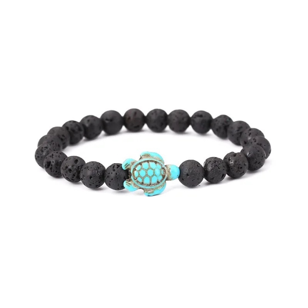 Sea Turtle Bracelet Lava Rock Natural Stone Essential oil Bracelet Jewelry
